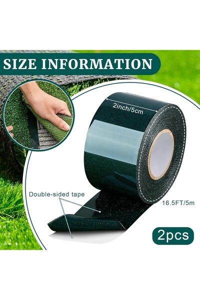 SYOSI Artificial Turf Tape, 2 in x 16.5 ft Double-Sided Turf Tape (2 Rolls)