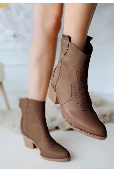 ZENGEZUR MALL Sptrns Akver Brown Leather Heeled Boots (201807) (Size: 37)