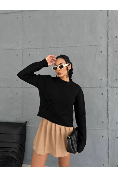 ZENGEZUR MALL NRZSNT Pulover tricotat cu buzunare negru (224300) (Mărime: Sta...