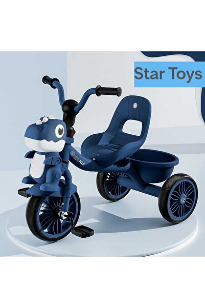 STAR TOYS Children's tricycle with a dinosaur design – comfortable seat and rear basket –