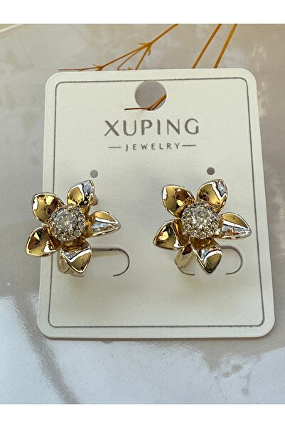 Blotch أقراط دائرية ذهبية عصرية أنيقة وعصرية مع تفاصيل زهرية من حجر الزركون