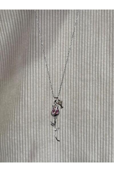 bijoux uniques aşkın simgesi Y harfli çelik lale kolye