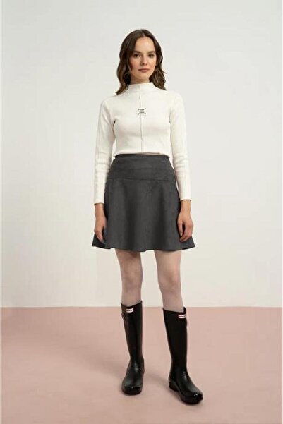 LOCO LOCO 7845 Girl's Flat Suede Skirt