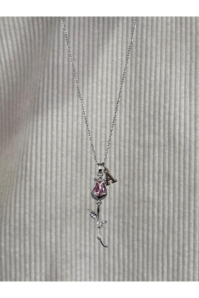 bijoux uniques aşkın simgesi A harfli çelik lale kolye