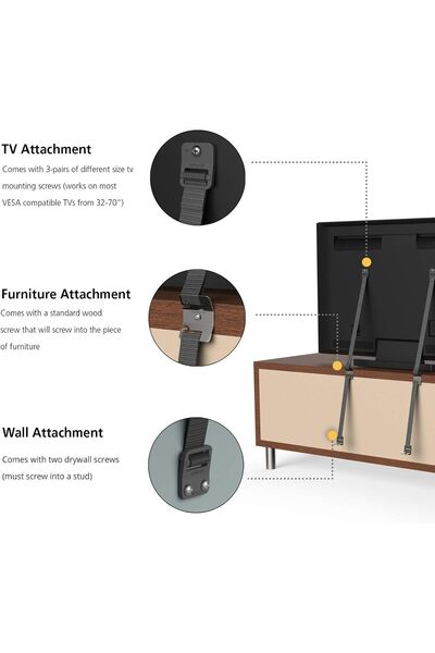Safety 1st TV & Furniture Safety Straps, Black, Multi, 2 Straps (Pack of 1)
