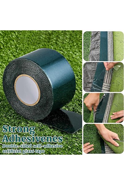 SYOSI Artificial Turf Tape, 2 in x 16.5 ft Double-Sided Turf Tape (2 Rolls)