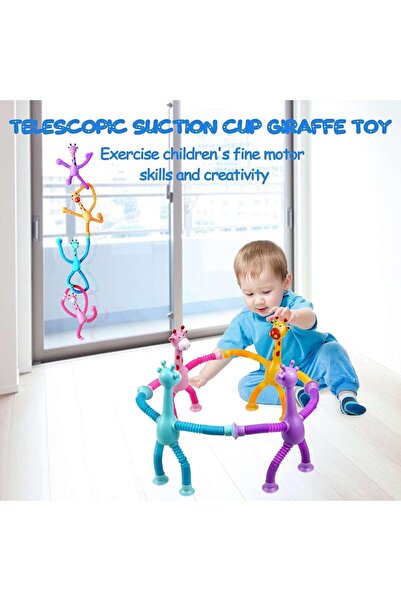 SNAPTRON 4-Piece Giraffe Suction Cup Fidget Toy Set – Sensory Travel Toys for Toddlers