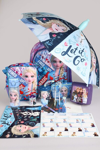 ELSA Dekomus Licensed Frozen Umbrella with Case, School, Lunch and Pen Bag, Water Bottle, Lunch Box