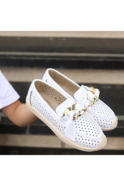 ZENGEZUR MALL Drnds Riwan White Leather Ballerina Shoes (205706) (Size: 37)