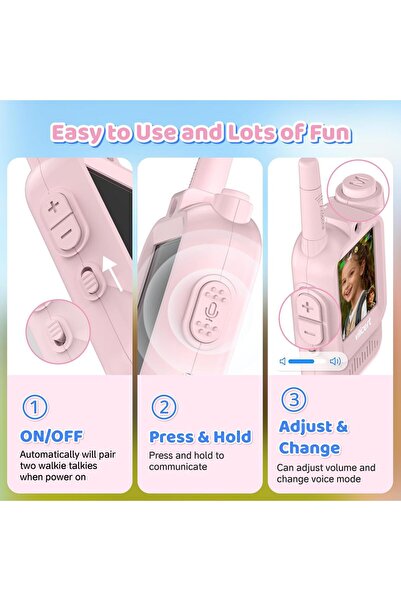 PopZa Video Walkie Talkies for Kids, 2-Pack Rechargeable with Screen, Voice Changer, Long Range