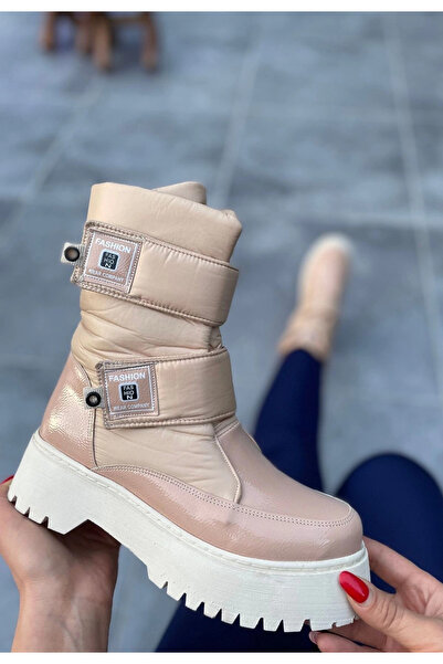 ZENGEZUR MALL Sptrns Miah Nude Patent Leather Boots (210504) (Size: 37)