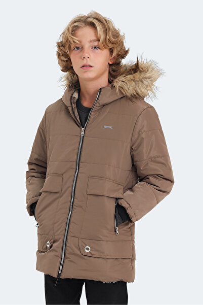 Slazenger CAMELIA Unisex Παιδικό με κουκούλα Μπεζ Παλτό & Παλτό