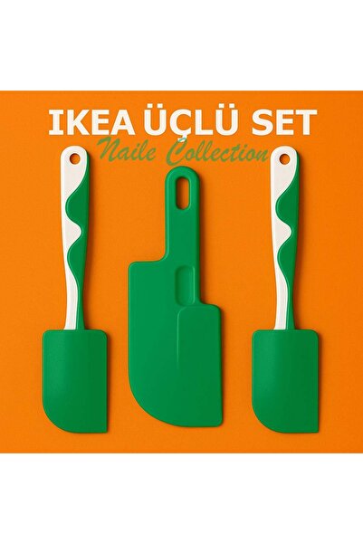 STOREMAX Ikea Silicone Spatula Set of 3, Green/White