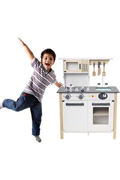My modern game Wooden pretend play kitchen set for toddlers, with kitchen utensil and cooking accessories