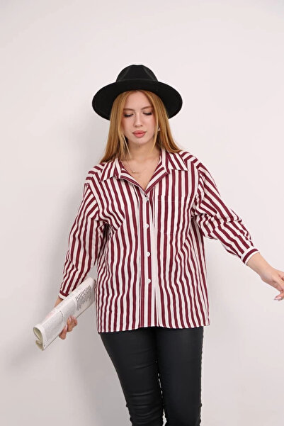 ZENGEZUR MALL Sptrns Striped Shirt Claret Red (210003) (Size: S)