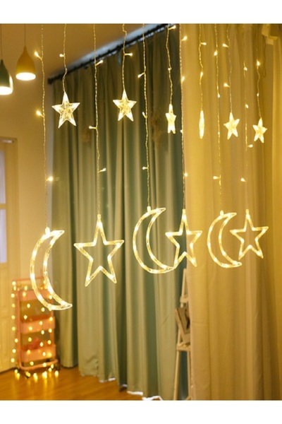 Enki Tasarim Ay Yıldız Model Fişli Perde Led Işık