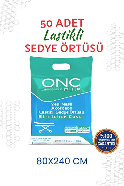 ONC PLUS 50 Adet Yeni Nesil Lastikli Beyaz Sedye Örtüsü 80x240cm