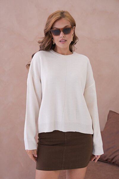 Noi Belis Basic Oversized Crew Neck Knitwear Sweater Aw25Kz0084