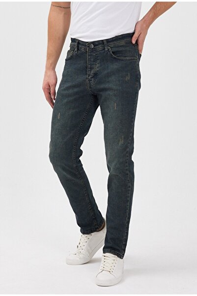 Erkek Kahve Tint Slim Fit Tırnak Detaylı Kot Pantolon LCS68331105
