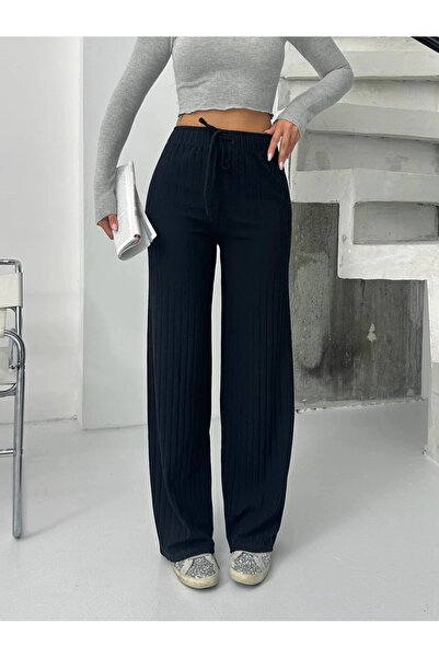 ZENGEZUR MALL Drnds Corded Fabric Fleece-Lined Pants Black A4058 (213635) (Size: S)