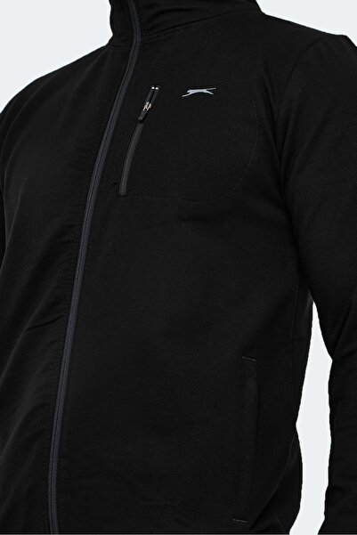 Slazenger Oran I Men's Zippered Mock Neck Pocket Black Tracksuit Set