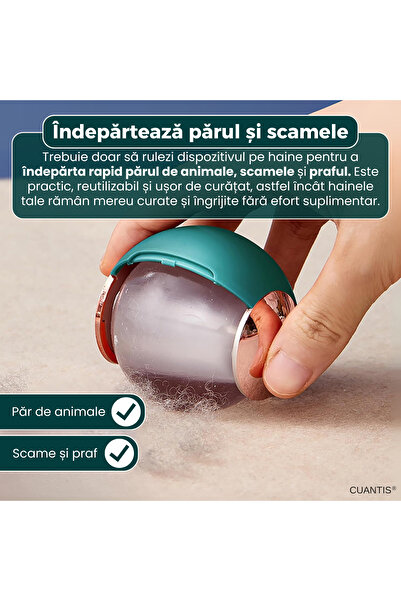 Cuantis Lint and animal hair cleaning ball, reusable, compact design, washable, green, 98 g