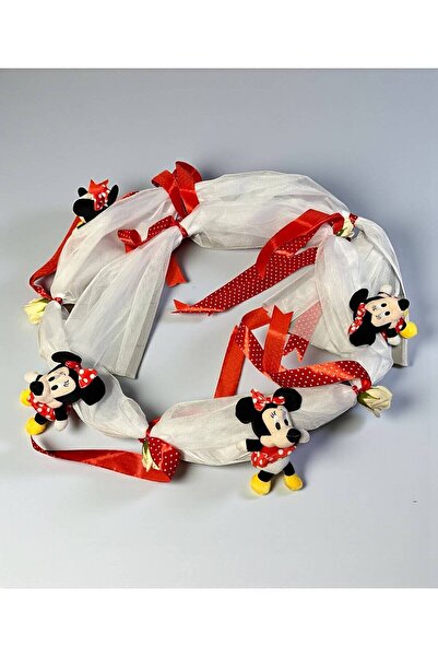 Botez White tulle christening decoration with red Minnie