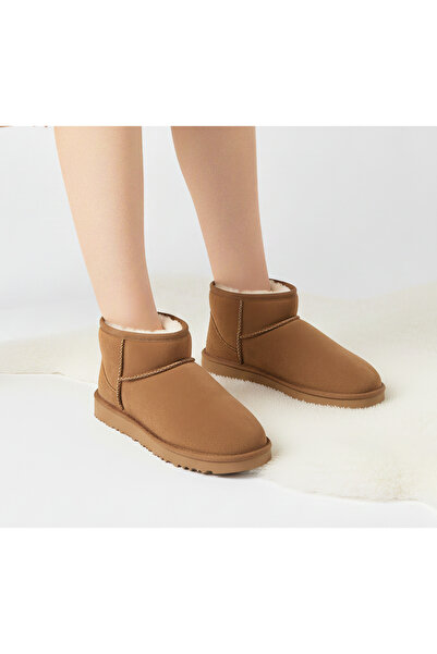 Elit Pasomia 001 Tan Light Comfortable Warm Women's Boots with Fur Inside