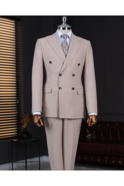 TerziAdemAltun Italian Style S Slim Fit K Double-Breasted Jacket Pants Suit B...