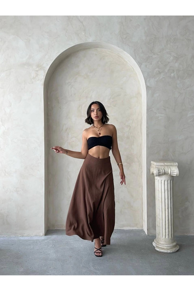 ZENGEZUR MALL Sptrns Long Lined Skirt S255043 Coffee (205512) (Size: XL)