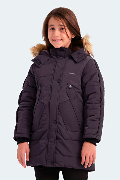 Slazenger Camron Girl's Hooded Inflatable Purple Coat & Jacket