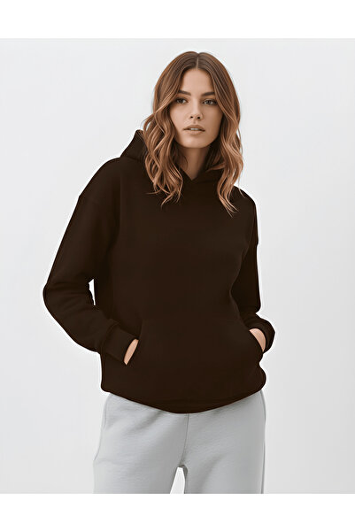 uyguntarz Unisex Soft Textured 3 Thread Umber O Oversized Sweatshirt