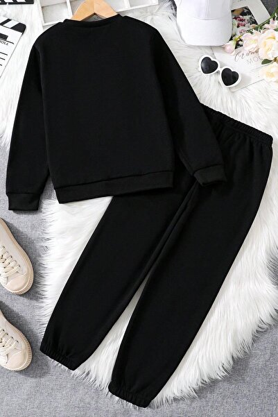 uyguntarz Unisex Kalp Printed Crew Neck Sweatshirt - 2-Piece Tracksuit Set