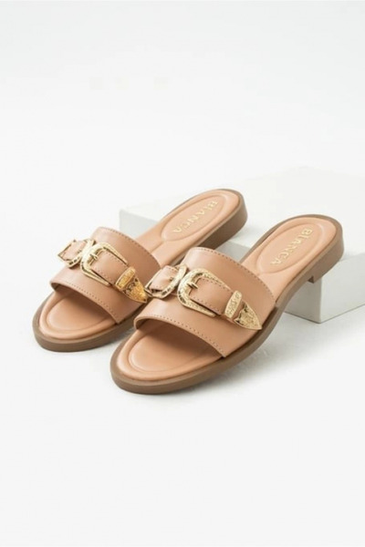 ZENGEZUR MALL Sptrns Sene Beige Skin Slippers (210040) (Size: 38)