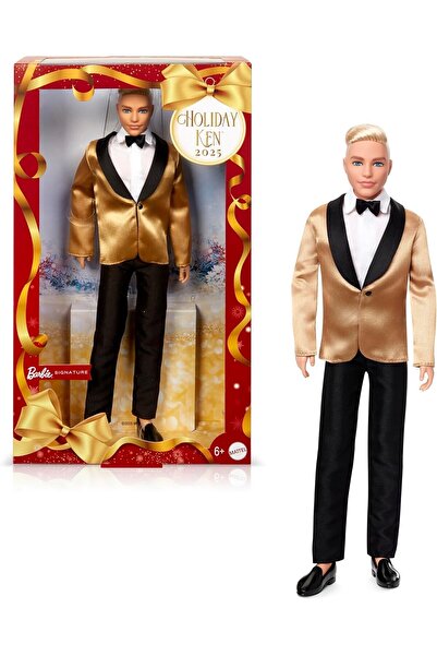 Barbie Papusa Signature 2025 Holiday Edition, Ken Fashion, par blond, costum negru cu auriu