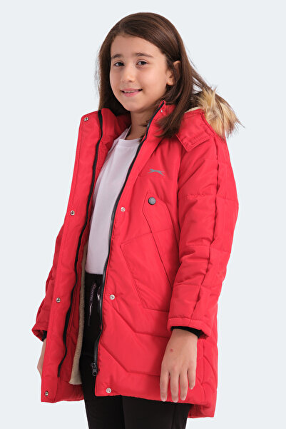 Slazenger Camron Girl's Hooded Inflatable Red Coat & Jacket