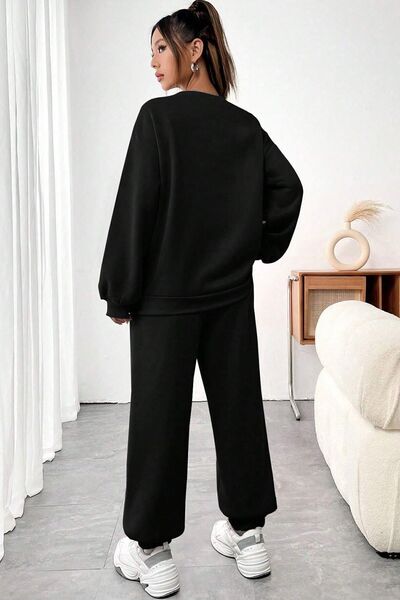 uyguntarz Unisex Los Angeles Printed Crew Neck Sweatshirt - 2-Piece Tracksuit Set