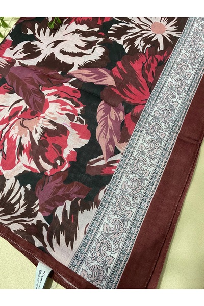 MİNELEŞARP34 Mineleşarp Magnolia Pattern Floral Soft Shawl