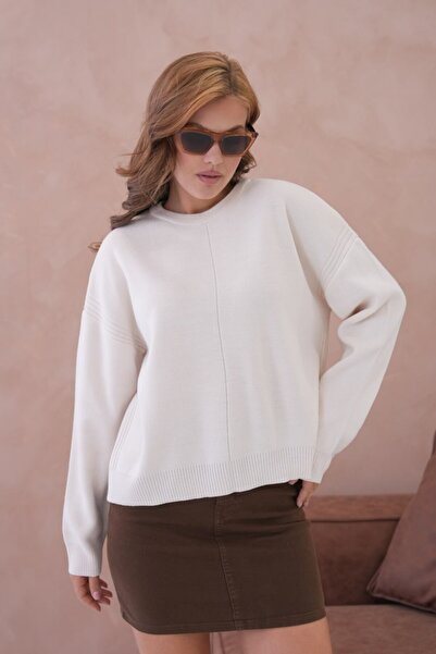 Noi Belis Basic Oversized Crew Neck Knitwear Sweater Aw25Kz0084
