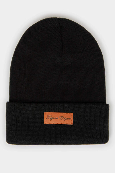 DeFacto F3163Axbk26 Black Women's Woven Label Beret