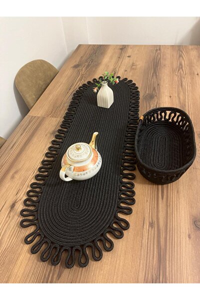 eftlyhome Runner Basket Set, Jute, Wicker, American Service, Cutlery Set, Plate Coaster, Presentation, Bread Basket