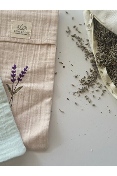 SUNYOGA Lavender Meditation Eye Pillow – Large Size (for Savasana & Sleep) Embroidered Powder Color