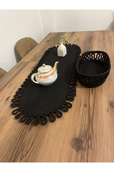 eftlyhome Runner Basket Set, Jute, Wicker, American Service, Cutlery Set, Plate Coaster, Presentation, Bread Basket