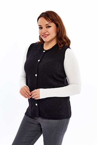 Laden Women's Knitwear Bearded Plus Size Mother Winter Vest