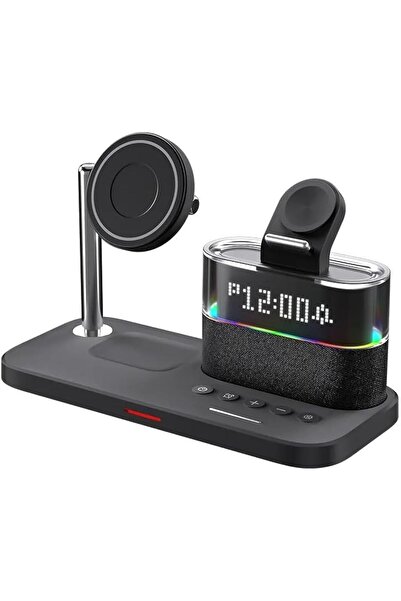 Generic 5-in-1 Charging Station Dock with Touch Colorful RGB Light, Wireless Charger, & Alarm Clock