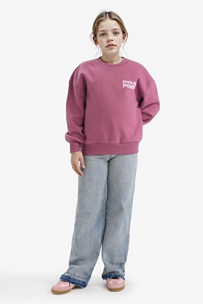 DeFacto Φούτερ για κορίτσια oversized φαρδιά εφαρμογή με τύπωμα με μαλακό χνούδι εσωτερικά G6268A825WN