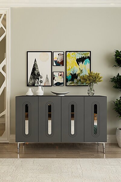 CENEYRA KA1206AS RANY120 KONSOL, KAHVE KÖŞESİ ve TV SEHPASI ANTRASİT-SILVER 120cm