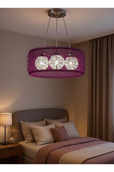 Generic Girls' Purple Hanging Chandelier, 50 cm Diameter, E27 Bulb Base