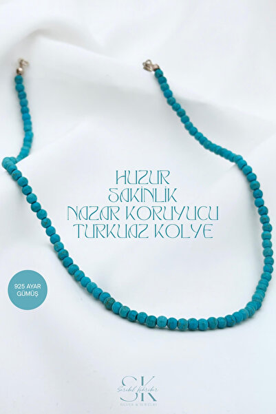 Sarıbel Kehribar Huzur Sakinlik Nazar Koruyucu Turkuaz Kolye