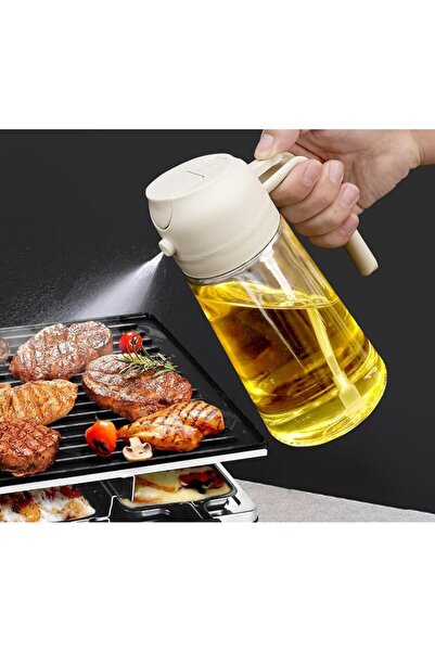 OEM 2-in-1 Oil Dispenser – Fine Spray & Pour, Ergonomic Handle, Premium Glass, 300 ml, Beige